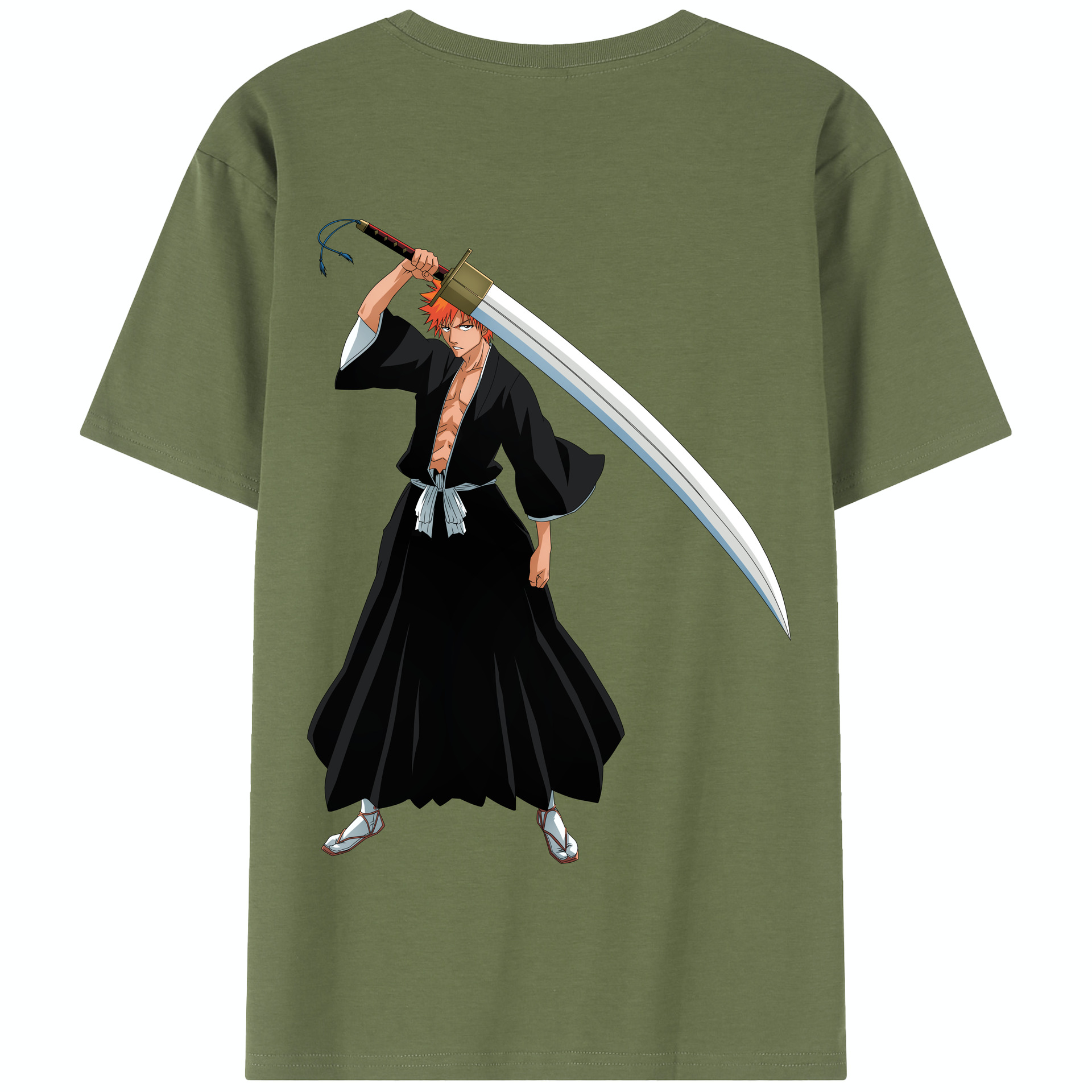 （画像用） ブリーチ 黒崎一護（くろさき いちご）BLEACH Kurosaki Ichigo 綿100％半袖Tシャツ（背面プリント）